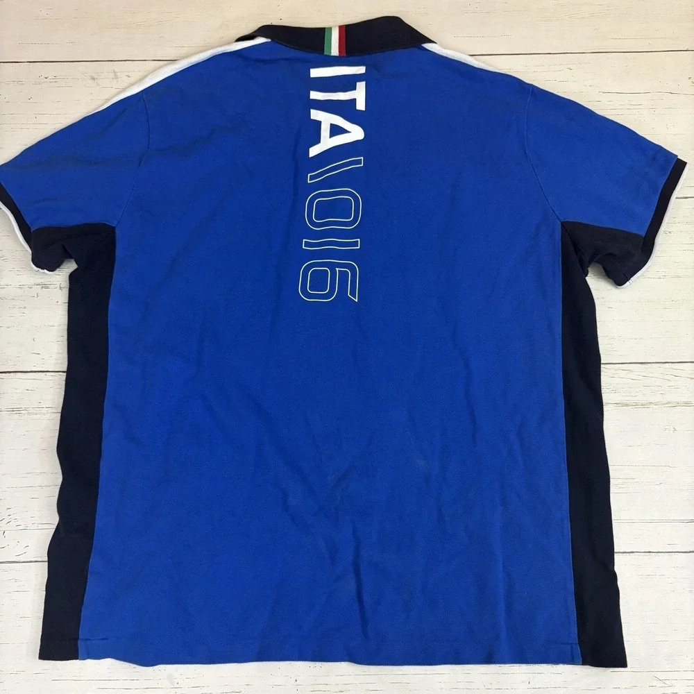 Polo Ralph Lauren Crest Polo Shirt Italy Mens 2XL Blue Custom Fit